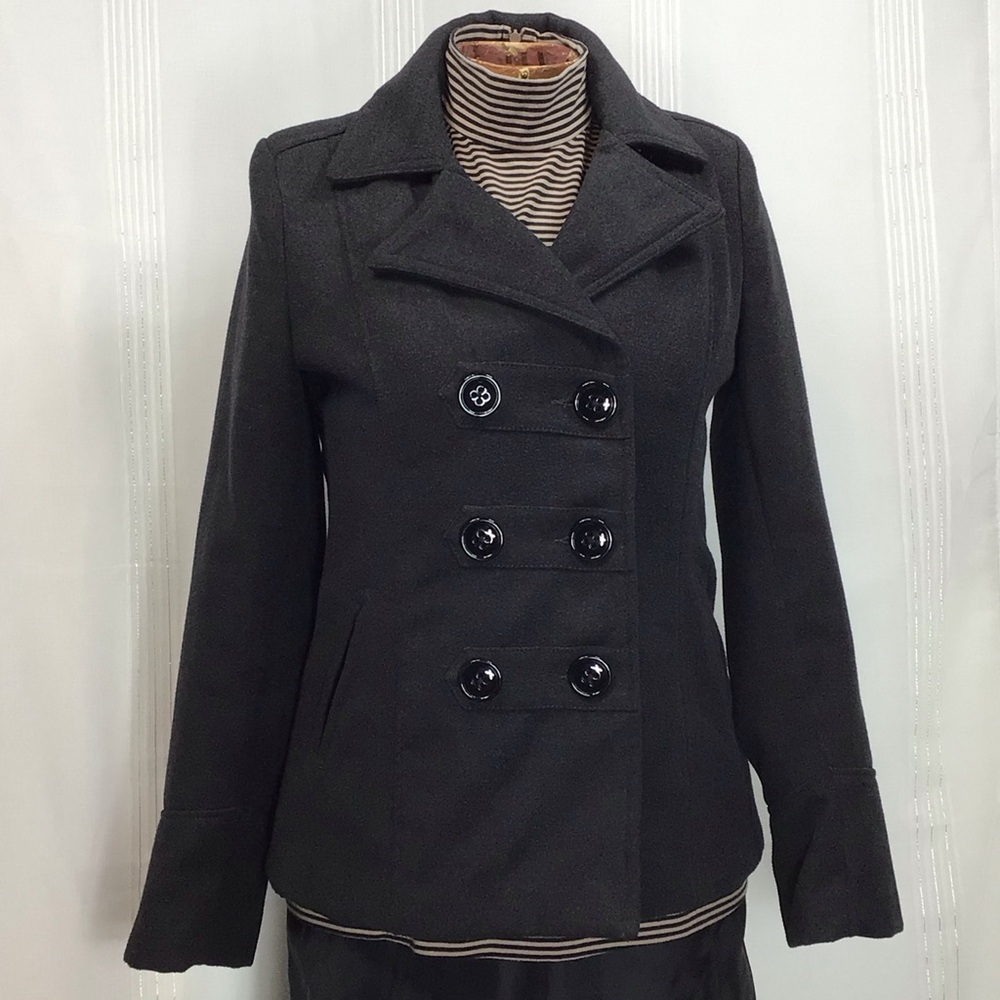 American Rag Charcoal Soft Short Peacoat Jacket Pockets Sz Small - Picture 5 of 13